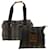 Pequin FENDI Pecan bolsa de ombro bolsa de lona revestida de lona 2Definir autenticação marrom preto1034  ref.906553