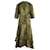 Ganni Leopard Print Wrap Dress in Yellow Cotton  ref.908150
