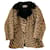 Autre Marque Abrigo de piel de leopardo real y cuello de visón negro Estampado de leopardo  ref.908956