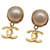 *Chanel White Gold Vintage Coco Mark Pearl Earrings Gold hardware  ref.911049