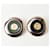 *Boucles d'oreilles Chanel Coco Mark Circle or noir argent Plastique Plaqué or Multicolore  ref.911052