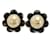 *Boucles d'oreilles en perles de fleur en or blanc et noir Chanel Plaqué or Multicolore  ref.911063