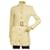 Jaqueta longa Jersey de lã off white Saint Laurent com abotoamento simples e cinto 36 Branco  ref.911080