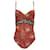 Christian Dior Dior Russian Pesley Paisley Flowers Body Bikini-Badeanzug Rot Mehrfarben Polyamid  ref.914501