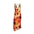 Roberto Cavalli Floral Dress with Braided Straps Orange Silk  ref.915967