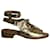 Chanel Metallic Brogue Style Open Toe Sandals in Gold Calfskin Leather Golden Pony-style calfskin  ref.917591