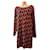 Diane Von Furstenberg DvF Kivel Two Seidenkleid mit abstraktem Muster Schwarz Weiß Rot  ref.919901