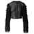 Alaïa Alaia Cropped Ruffled Sleeve Cardigan in Black Silk  ref.922207