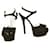 Fendi Black Suede Tulle Flower Platform Sandals Chaussures Talons hauts taille 37 Noir  ref.927578