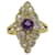 Autre Marque anello navetta 18k diamanti ametista Gold hardware Oro giallo  ref.928020