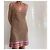 Autre Marque Tunika oder Minikleid in 100% Leinen-Tabak-Beige-Hintergrund und mehrfarbige Kanten T. S-M Pink Orange Hellblau - Ansicht 10