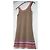 Autre Marque Tunika oder Minikleid in 100% Leinen-Tabak-Beige-Hintergrund und mehrfarbige Kanten T. S-M Pink Orange Hellblau - Ansicht 8