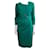 Vestido Escada verde malaquita drapeado con broche dorado Viscosa  ref.928303