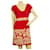 Tibi 100% Silk Red & Floral Cap Sleeve Scoop Neckline Mini Dress size 6  ref.928306
