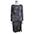 Ghost London Robe mi-longue drapée violette et noire Viscose Satin  ref.929448