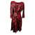 Diane Von Furstenberg Abito DvF Zoe a finta vestaglia in seta con stampa floreale nera e rossa Nero Rosso Elastan  ref.931427