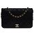 Timeless CHANEL Umhängetasche mit voller Klappe aus schwarzem Leder - 100596