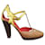 Céline Celine p sandals 37,5 Yellow Light brown Leather  ref.934607