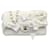 Chanel Camellia Enfeitada Bolsa Média Clássica com Aba em Tweed Branco Lã  ref.935998