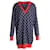 Gucci Bicolor Logo gemustertes Strickpulloverkleid aus blauer Wolle  ref.936150