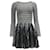 Alaïa Noir / Mini robe de cocktail plissée évasée en tricot à manches longues imprimée blanche Laine  ref.937304