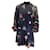 Erdem – Schwarzes, langärmliges Kleid aus Seidenchiffon mit Blumenmuster Blau  ref.937440