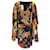 Escada Black / Taupe Multi Retro Printed V-Neck Silk Chiffon Dress Multiple colors  ref.937455