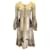 Beigefarbenes, mehrfarbig bedrucktes, langärmliges Seidenkleid mit Schnürung von Etro  ref.937476