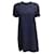 Proenza Schouler Noir / Robe décontractée courte en crêpe bleu imprimé à manches courtes Viscose  ref.937603