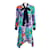 Mary Katrantzou Purple / Aqua Silk Floral Pussybow Dress Blue  ref.937640