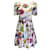 Dolce & Gabbana Weißes, kurzärmliges Baumwollkleid mit mehreren Comic-Aufdrucken Mehrfarben Baumwolle  ref.937692