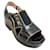 Dries Van Noten Black Croc Embossed Platform Sandal with Gold Embellishments Leather  ref.937706