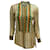 Dries van Noten Green / Orange Geometric Printed Pleated Detail Long Sleeved Button-down Sheer Silk Blouse  ref.937713