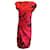 Dries van Noten Coquelicot Rouge / pink / Robe droite mi-longue noire à imprimé fleuri froncé et froncé Deto Viscose Multicolore  ref.937726