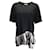Jil Sander Black / Silver Metallic Pleated Trim Short Sleeved Blouse Polyester  ref.937753