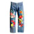Junya Watanabe COMME des GARÇONS Jeans a gamba dritta con ricamo floreale multicolore lavaggio medio Cotone  ref.937811