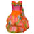 Autre Marque Lawrence Vintage Orange / Pink Multi Floral Strapless Dress Silk  ref.937824