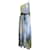 Autre Marque Leone Lin Blu / Maxi abito monospalla Adriana con stampa multi salice verde Seta  ref.937848