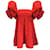 Autre Marque Leo Lin - Robe courte brodée à manches bouffantes rouge écarlate Eloise Coton  ref.937849