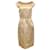 Autre Marque Vestido vintage de seda color champán con escote de pedrería de Lillie Rubin Beige  ref.937852