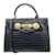 Versace Vintage 80Bolso satchel 's Croc de piel negra en relieve Negro Cuero  ref.937961