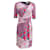 Peter Pilotto Rosafarbenes, kurzärmliges Kleid aus Crêpe mit buntem Print Pink Viskose  ref.938000