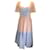 Prabal Gurung Pink / Blue Short Sleeved Gingham Midi Dress Cotton  ref.938039