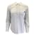 Brunello Cucinelli Grey / White Monili Beaded Detail Striped Button-down Cotton Shirt  ref.938112