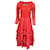 Autre Marque Molly Goddard Red / Pink Long Sleeved Gingham Mesh Midi Dress Synthetic  ref.938254