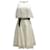 Autre Marque Monique Lhuillier Ivory / Black Grosgrain Tie Sleeveless Lace-overlay Cocktail Dress Cream Cotton  ref.938259