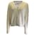 Autre Marque Lafayette 148 New York Cream / Gold Metallic Shimmer Button-down Linen Knit Cardigan Sweater  ref.938394