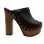 Chanel Brown Leather Platform Clogs - view 2