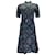 Vestido midi de seda azul marinho com vários cintos estampado floral manga curta Altuzarra  ref.938468