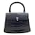 Autre Marque Sac à poignée supérieure en cuir de crocodile noir Asprey Cuirs exotiques  ref.938502